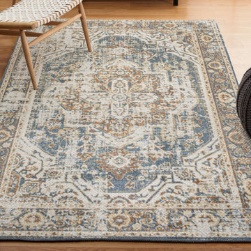 Keesha Bold Distressed Medallion Low-Pile Machine-Washable Area Rug